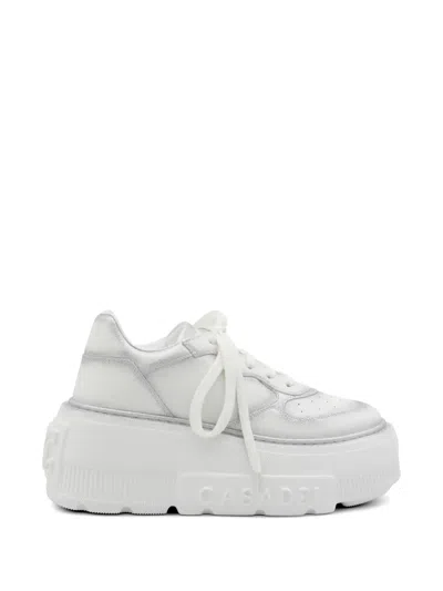 Casadei Glitter-effect Leather Sneakers In White