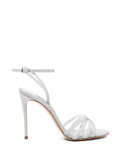 Casadei Glitter-effect Strappy Sandals In Metallic