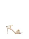 Casadei Gold Fabric And Leather Heeled Sandals