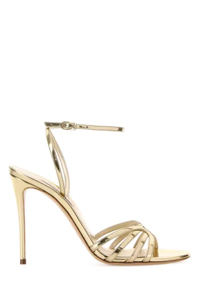 Casadei Leather Interstellar Sandals Open Toe Metallic In Gold