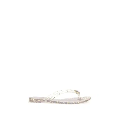 Casadei Gold Polyurethane Flat Sandals In Multi