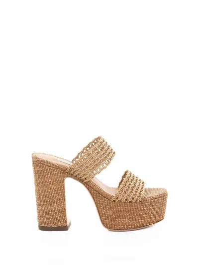 Casadei Goldeneye Platform Bamboo Wedge Sandal