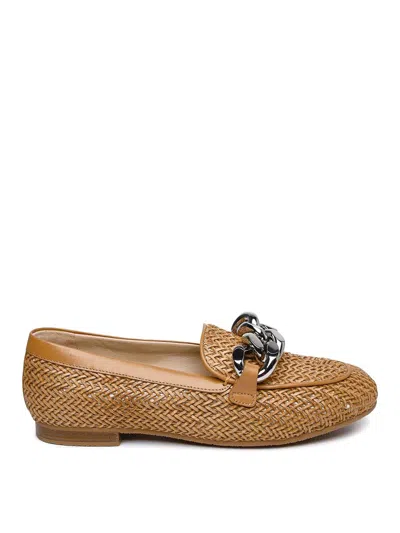 Casadei Hanoi Natural Vegan Leather Loafers In Brown