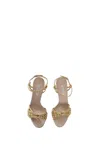 Casadei Braided Stiletto Sandals In Leather Blend In Golden