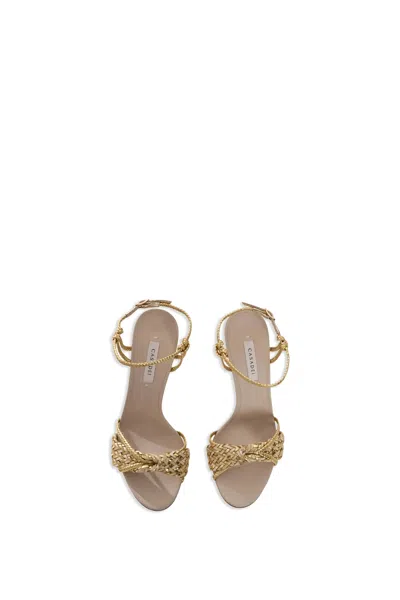 Casadei Heel Sandals In Golden