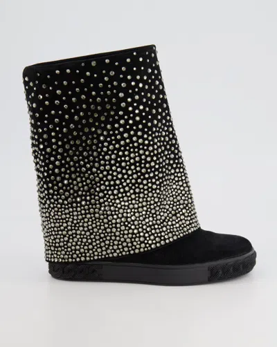 Casadei Heeled Boots With Crystal Embellishments In Black
