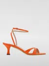 Casadei Square Head Clasp High-heeled Sandals In 珊瑚色