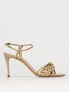 Casadei Braided Stiletto Sandals In Leather Blend In Gold
