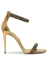 Casadei Julia Olympo 100 Crystal Embellished Sandals In Gold