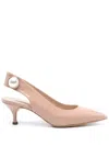 Casadei Pointed Toe Slingback Pumps With Mid Heel In Pink