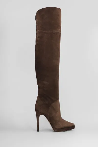 Casadei High Heels Boots In Brown Suede