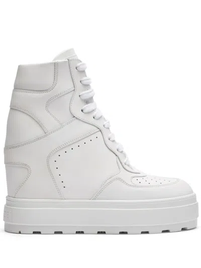 Casadei High-top Leather Sneakers In White