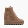 Casadei 80mm Lace-up Wedge-heel Sneakers In Brown