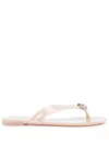 Casadei Infradito Crystal-embellished Flip Flops In Neutrals