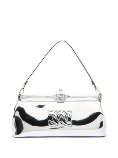 Casadei Interstellar Logo-detail Shoulder Bag In Silver