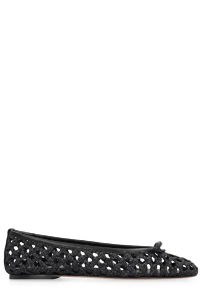 Casadei Interwovened Round Toe Flat Shoes In Black