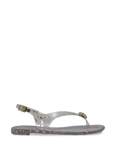 Casadei Jelly Flat Sandals In Gray