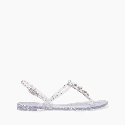 Casadei Jelly Glitter Decor Sandals - Woman Flats And Loafers Ice And Silver 38