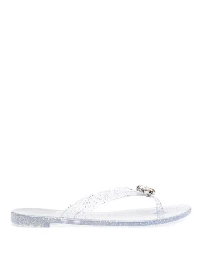 Casadei Jelly-sandalen Mit Kristallen In Silver