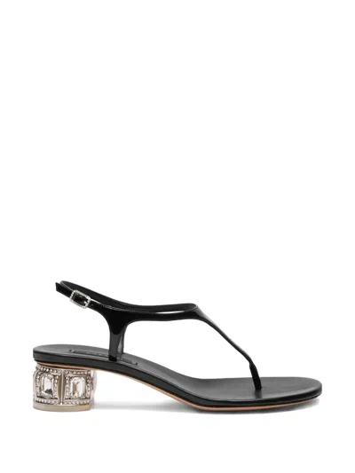 Casadei Jewel-embellished Sandals In Black