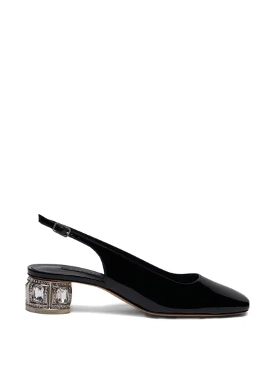 Casadei Jewel-embellished Slingback Pumps In Black