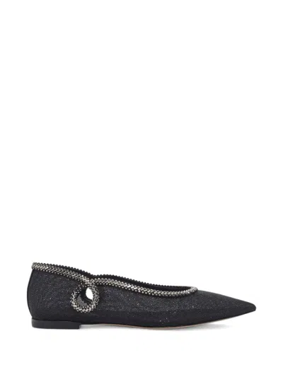 Casadei Josephine Chain-trim Pointed-toe Ballet Flats In Black