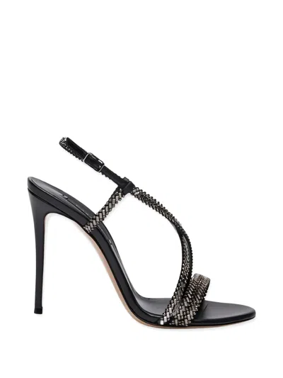 Casadei Josephine Crystal-embellished Sandals In Black
