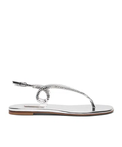 Casadei Josephine Flat Sandals In Silver