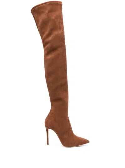 Casadei Julia 100mm Above-knee Boots In 褐色