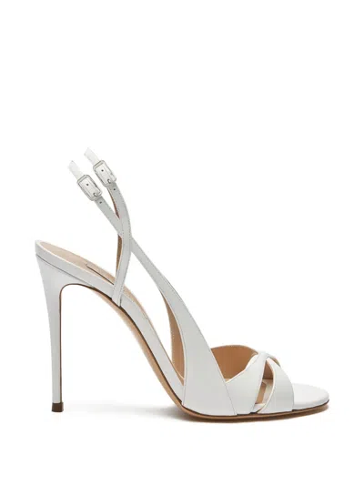 Casadei Julia Jolly Patent Leather Slingback Sandals In White