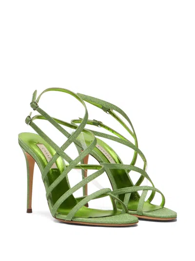 Casadei Julia Caged Sandals In Green