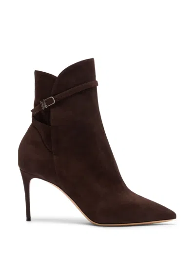 Casadei Julia C-chain Suede Ankle Boots In Brown