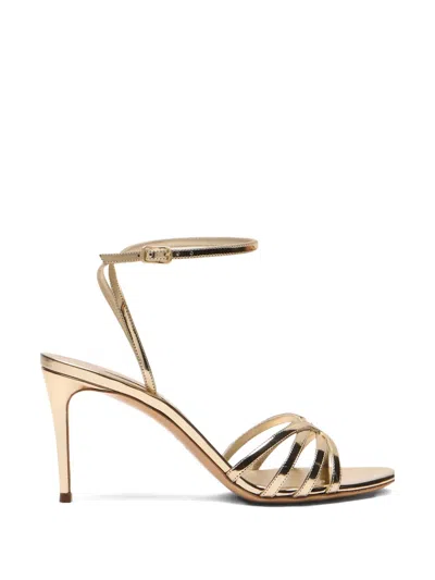 Casadei Leather Interstellar Sandals Open Toe Metallic In Gold