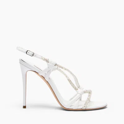 Casadei Itaca Embellished Leather Sandals In White