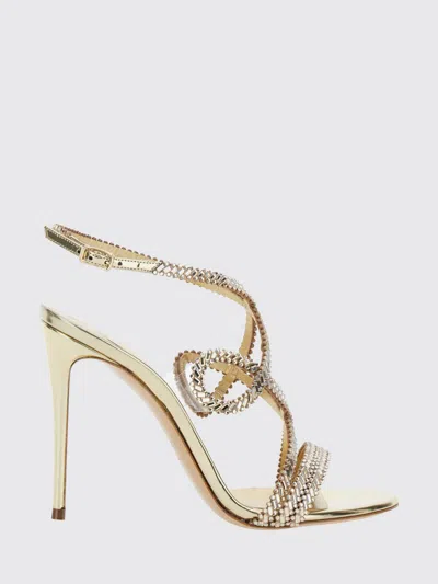 Casadei Heeled Sandal Woman Color Steel In Gold