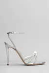 Casadei Crystal-embellished Silver Sandals With Steel Blade Heel In Silver