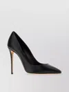 Casadei Julia Leather Pumps Toe Stiletto Heel In Black