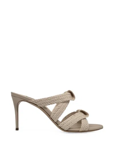 Casadei Julia Mariposa Woven Knotted Sandals In Brown