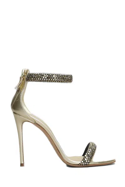 Casadei Julia Olimpo Sandals In Gold Leather