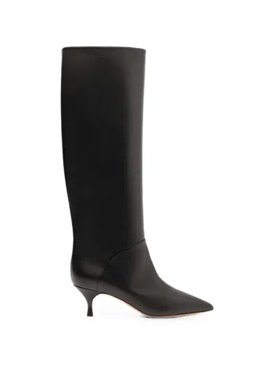 Casadei Julia Plonge Pointed-toe Knee-high Boots In Black