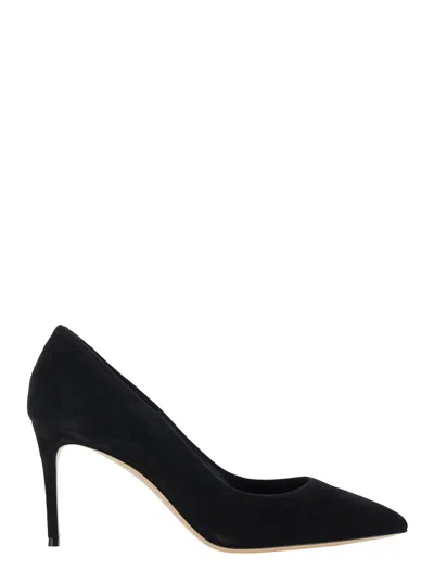 Casadei Julia Pointed Toe Eco-suede Stiletto Pumps With 8 Cm Heel In Black