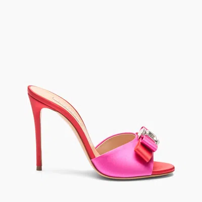 Casadei Julia You Satin Mules - Woman Sandals Fuchsia And Flame 38