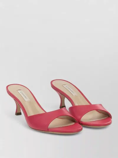 Casadei Kitten Heel Leather Open Toe Mules In Red