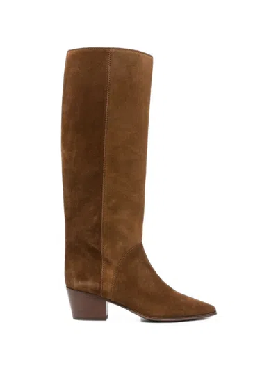 Casadei Suede Pointed-toe Boots In Brown