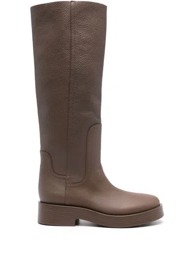 Casadei Status Knee-high Leather Boots In Grey