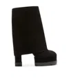 Casadei Ribbed-panel Suede Boots In Black