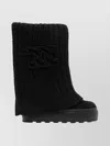 Casadei Knit Upper Platform Ankle Boots In Black
