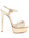 Casadei Knot-detail Stiletto Sandals In Gold