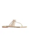 Casadei Embellished Fabric Labuan Thong Slippers In Gold