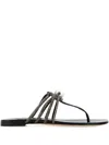 Casadei Embellished Fabric Labuan Thong Slippers In Black